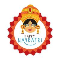 lycklig navratri firande med gudinna amba platt stil vektor