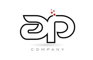 ap ansluten alfabet brev logotyp ikon kombination design med prickar och röd Färg. kreativ mall för företag och företag vektor