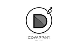 d svart och vit geometrisk alfabet brev logotyp ikon med cirkel. kreativ mall för företag och företag vektor