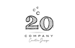 Handzeichnung Nummer 20 Logo Icon Design für Firmenvorlage. kreatives Logo im Bleistiftstil vektor