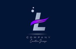 l lila Alphabet-Buchstaben-Logo-Symbol mit rosafarbenem Swoosh. kreative vorlage für geschäft und unternehmen vektor