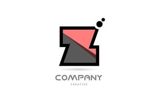 rosa schwarzes z geometrisches Alphabet-Buchstaben-Logo-Symbol mit Punkten. kreative Vorlage für Unternehmen und Unternehmen vektor