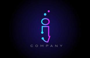 rosa blau i punktlinie alphabet buchstabe logo symbol design. kreative Vorlage für Unternehmen und Unternehmen vektor