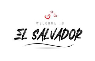 Välkommen till salvador Land text typografi med röd kärlek hjärta och svart namn vektor