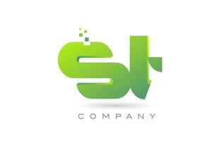 Verbundenes st-Alphabet-Buchstaben-Logo-Symbol-Kombinationsdesign mit Punkten und grüner Farbe. kreative Vorlage für Unternehmen und Unternehmen vektor