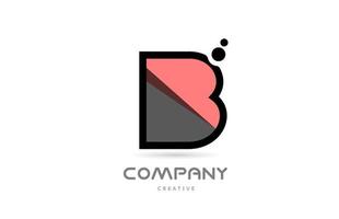 rosa svart b geometrisk alfabet brev logotyp ikon med prickar. kreativ mall för företag och företag vektor