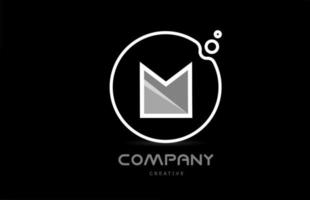 svart och vit m geometrisk alfabet brev logotyp ikon med cirkel. kreativ mall för företag och företag vektor