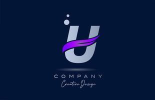 u lila alfabet brev logotyp ikon med rosa susa. kreativ mall för företag och företag vektor