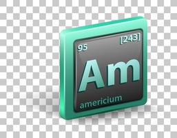 chemisches Element von Americium. chemisches Symbol mit Ordnungszahl und Atommasse. vektor