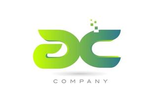 fogade ac alfabet brev logotyp ikon kombination design med prickar och grön Färg. kreativ mall för företag och företag vektor