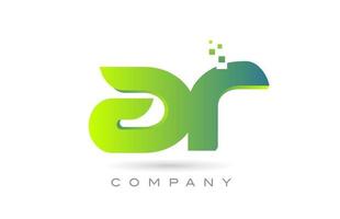 Verbundenes ar-Alphabet-Buchstaben-Logo-Symbol-Kombinationsdesign mit Punkten und grüner Farbe. kreative Vorlage für Unternehmen und Unternehmen vektor