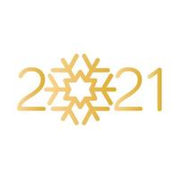 goldene 2021 Jahre Zahlendekoration mit Schneeflocke vektor