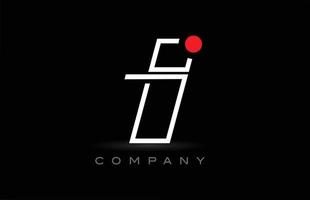 röd punkt jag alfabet brev logotyp ikon design på svart bakgrund. kreativ mall för företag och företag vektor