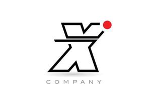 enkel x alfabet brev logotyp ikon design med linje och röd punkt. kreativ mall för företag och företag vektor