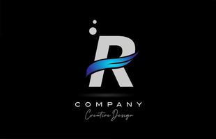 r grå alfabet brev logotyp ikon med blå susa. kreativ mall för företag och företag vektor
