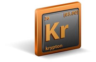 chemisches Krypton-Element. chemisches Symbol mit Ordnungszahl und Atommasse. vektor