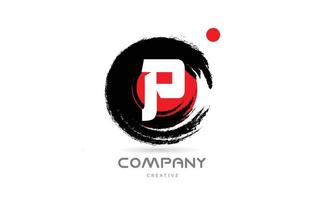 Grunge-p-Alphabet-Buchstaben-Logo-Icon-Design mit Schriftzug im japanischen Stil. kreative vorlage für unternehmen vektor