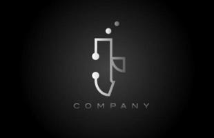 schwarz weiß grau t Punktlinie Alphabet Buchstaben Logo Icon Design. kreative Vorlage für Unternehmen und Unternehmen vektor
