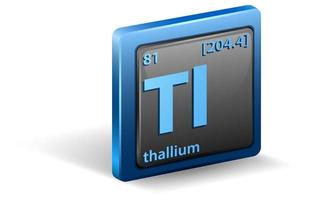 tallium kemiskt element. kemisk symbol med atomnummer och atommassa. vektor