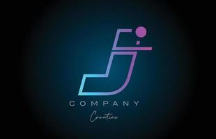 rosa och blå j alfabet brev logotyp ikon design med punkt. kreativ mall för företag och företag vektor