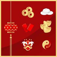 ikonischer Aufkleber des chinesischen Neujahrs vektor