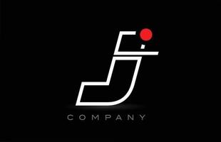 röd punkt j alfabet brev logotyp ikon design på svart bakgrund. kreativ mall för företag och företag vektor