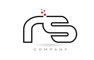 rs verbundenes Alphabet-Buchstaben-Logo-Symbol-Kombinationsdesign mit Punkten und roter Farbe. kreative Vorlage für Unternehmen und Unternehmen vektor