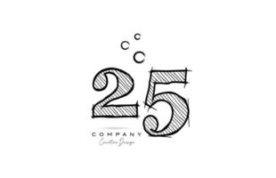Handzeichnung Nummer 25 Logo Icon Design für Firmenvorlage. kreatives Logo im Bleistiftstil vektor