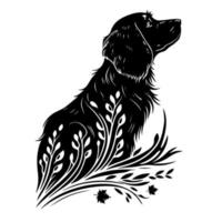 sitzender Hund, Labrador-Retriever-Rasse. monochromer Vektor für Logo, Emblem, Maskottchen, Stickerei, Schild, Typenschild, Basteln.