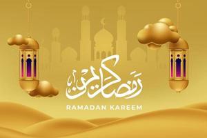 ramadan kareem grußkartenhintergrund mit islamischer verzierungsvektorillustration vektor