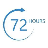 tecken av 72 klocka pil timmar logotyp vektor
