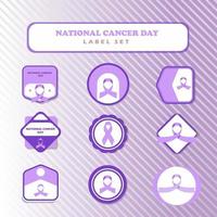 Lavendel National Cancer Day Label Set vektor