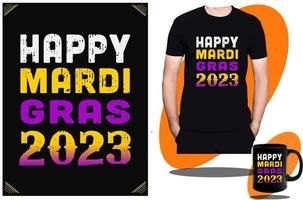 karneval 2023 und karnevalsparty, flagge, craw, t-shirt-design oder vorlage. vektor