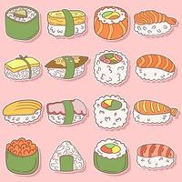 japansk skaldjur sushi klistermärke klotter vektor konst perfekt för uttryckssymboler och vägg dekoration