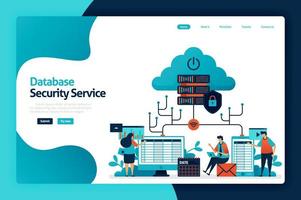 Landingpage-Design des Datenbank-Sicherheitsdienstes. Sicherheit Internet-Datenzugriff, Schutz der Privatsphäre der Benutzer, Firewall-Service für Schutz und Kontrolle. Vektorillustration für Plakat, Website, Flyer, mobile App vektor