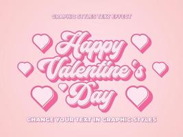 Happy Valentines Day Pink Gradient bearbeitbarer Texteffekt vektor