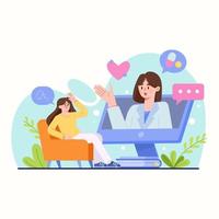 Online-Psychotherapie-Self-Care-Sitzung vektor