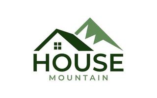Abbildung einfacher Berg mit Haus-Logo-Design vektor