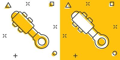 hydraulisk ikon i komisk stil. cylinder tecknad serie vektor illustration på vit isolerat bakgrund. Utrustning stänk effekt företag begrepp.