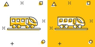 metro ikon i komisk stil. tåg tunnelbana tecknad serie vektor illustration på vit isolerat bakgrund. järnväg frakt stänk effekt företag begrepp.