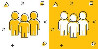människor kommunikation ikon i komisk stil. människor tecknad serie vektor illustration på vit bakgrund. partnerskap stänk effekt företag begrepp.