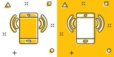 smartphone tom skärm ikon i komisk stil. mobil telefon tecknad serie vektor illustration på vit isolerat bakgrund. telefon stänk effekt företag begrepp.