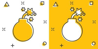 Bombensymbol im Comic-Stil. Dynamitkarikatur-Vektorillustration auf weißem lokalisiertem Hintergrund. c4 tnt Splash-Effekt-Geschäftskonzept. vektor