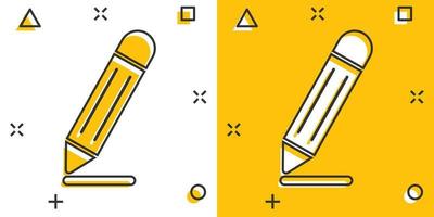 penna ikon i komisk stil. penna tecknad serie vektor illustration på vit isolerat bakgrund. teckning stänk effekt företag begrepp.