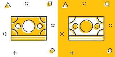 dollar valuta sedel ikon i komisk stil. dollar kontanter tecknad serie vektor illustration på vit isolerat bakgrund. sedel räkningen stänk effekt företag begrepp.