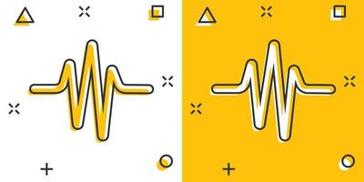 ljud Vinka ikon i komisk stil. hjärta slå vektor tecknad serie illustration på vit isolerat bakgrund. puls rytm stänk effekt företag begrepp.