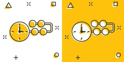 Timeline-Symbol im Comic-Stil. Fortschrittskarikatur-Vektorillustration auf weißem lokalisiertem Hintergrund. Diagramm-Splash-Effekt-Geschäftskonzept. vektor