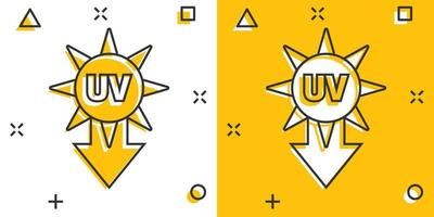 uv strålning ikon i komisk stil. ultraviolett tecknad serie vektor illustration på vit isolerat bakgrund. sol- skydd stänk effekt företag begrepp.