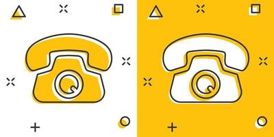 Handy-Symbol im Comic-Stil. Telefongespräch Cartoon-Vektor-Illustration auf weißem Hintergrund isoliert. Hotline-Kontakt-Splash-Effekt-Geschäftskonzept. vektor