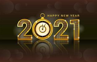 funkelnde goldene Uhr 2021 neues Jahr vektor
